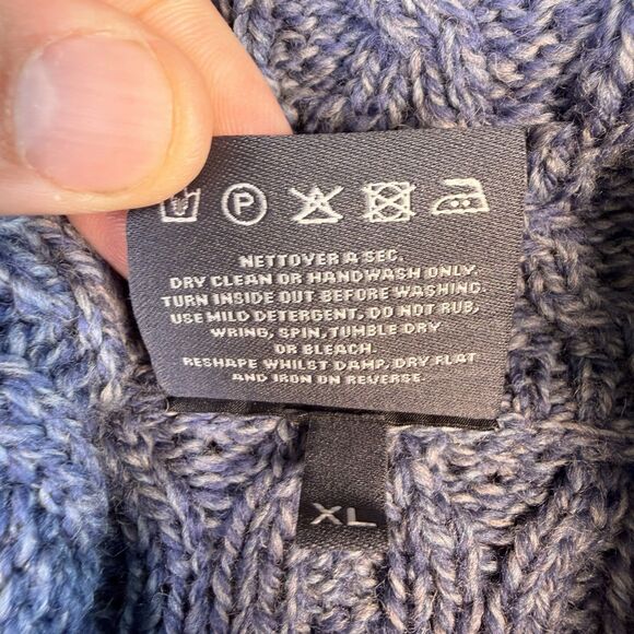 ARAN Womens Long Fisherman Cardigan Duster Ireland Merino Wool XL Cable Knit - Picture 5 of 6